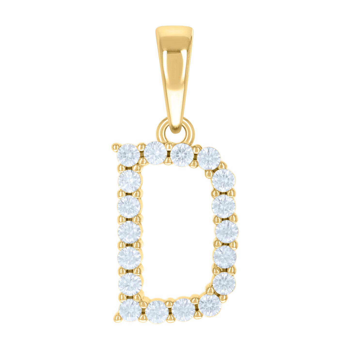 Sterling Silver Or Yellow-tone Unisex Cubic-Zirconia Initial Alphabet Charm Pendant