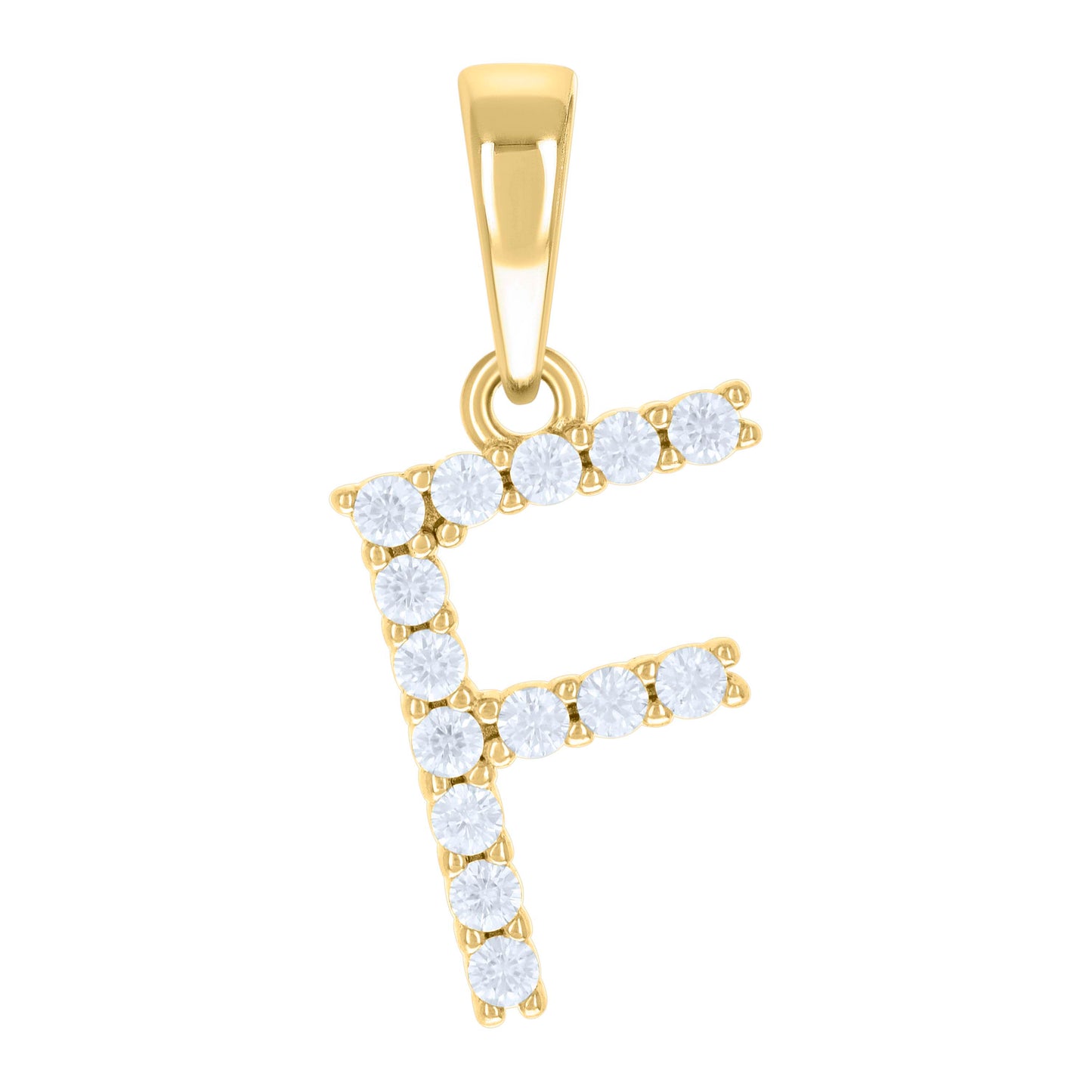 Sterling Silver Or Yellow-tone Unisex Cubic-Zirconia Initial Alphabet Charm Pendant