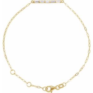 14K Yellow Gold 1/3 CTW Natural Diamond Five-Stone Bar 6-7 1/2" Link Bracelet