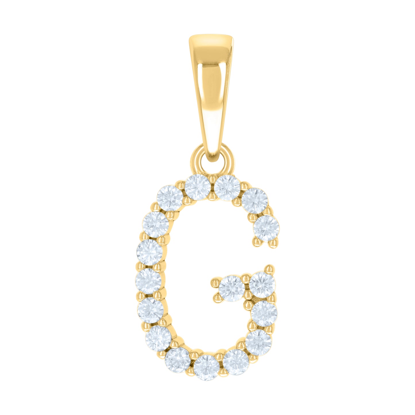 Sterling Silver Or Yellow-tone Unisex Cubic-Zirconia Initial Alphabet Charm Pendant