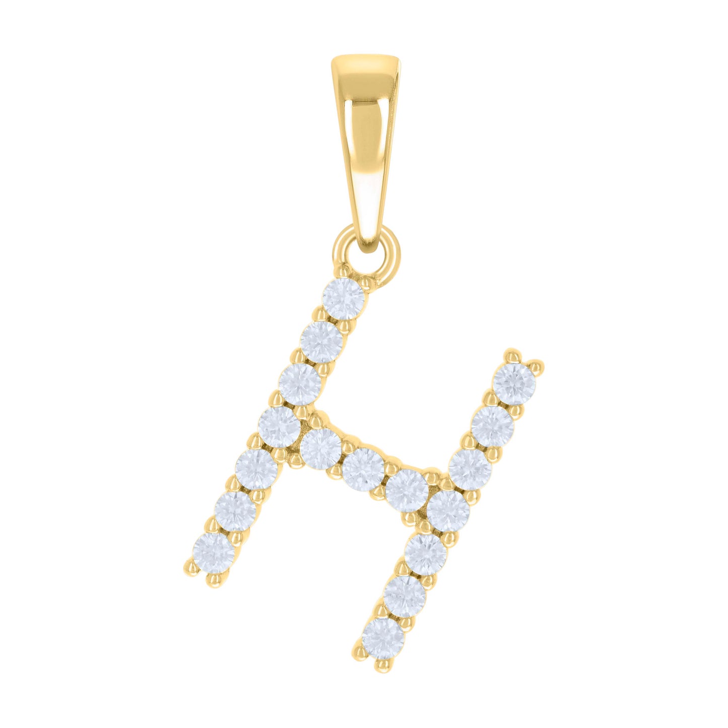 Sterling Silver Or Yellow-tone Unisex Cubic-Zirconia Initial Alphabet Charm Pendant