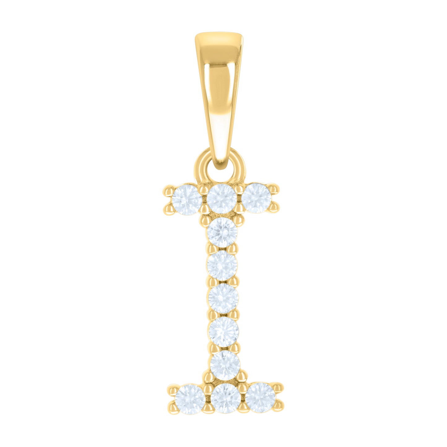 Sterling Silver Or Yellow-tone Unisex Cubic-Zirconia Initial Alphabet Charm Pendant