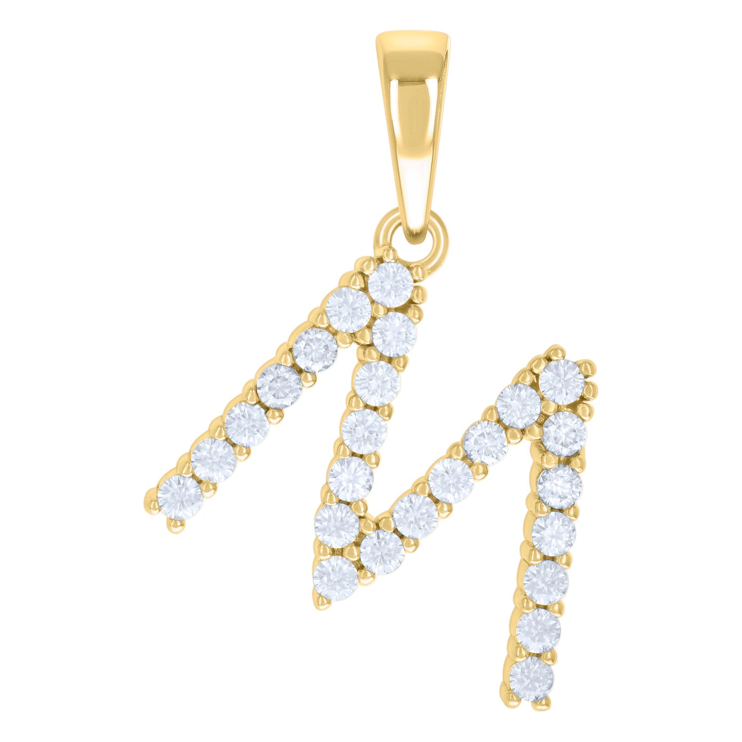 Sterling Silver Or Yellow-tone Unisex Cubic-Zirconia Initial Alphabet Charm Pendant