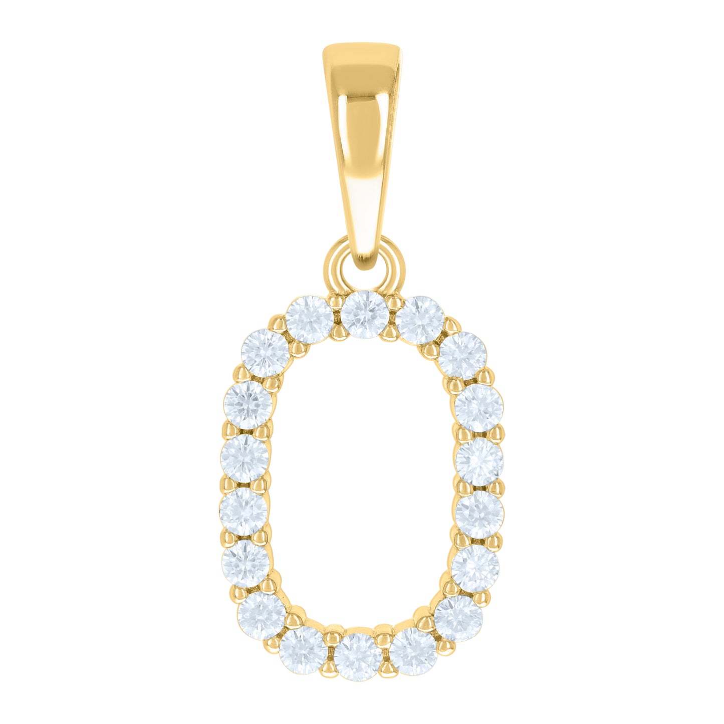 Sterling Silver Or Yellow-tone Unisex Cubic-Zirconia Initial Alphabet Charm Pendant