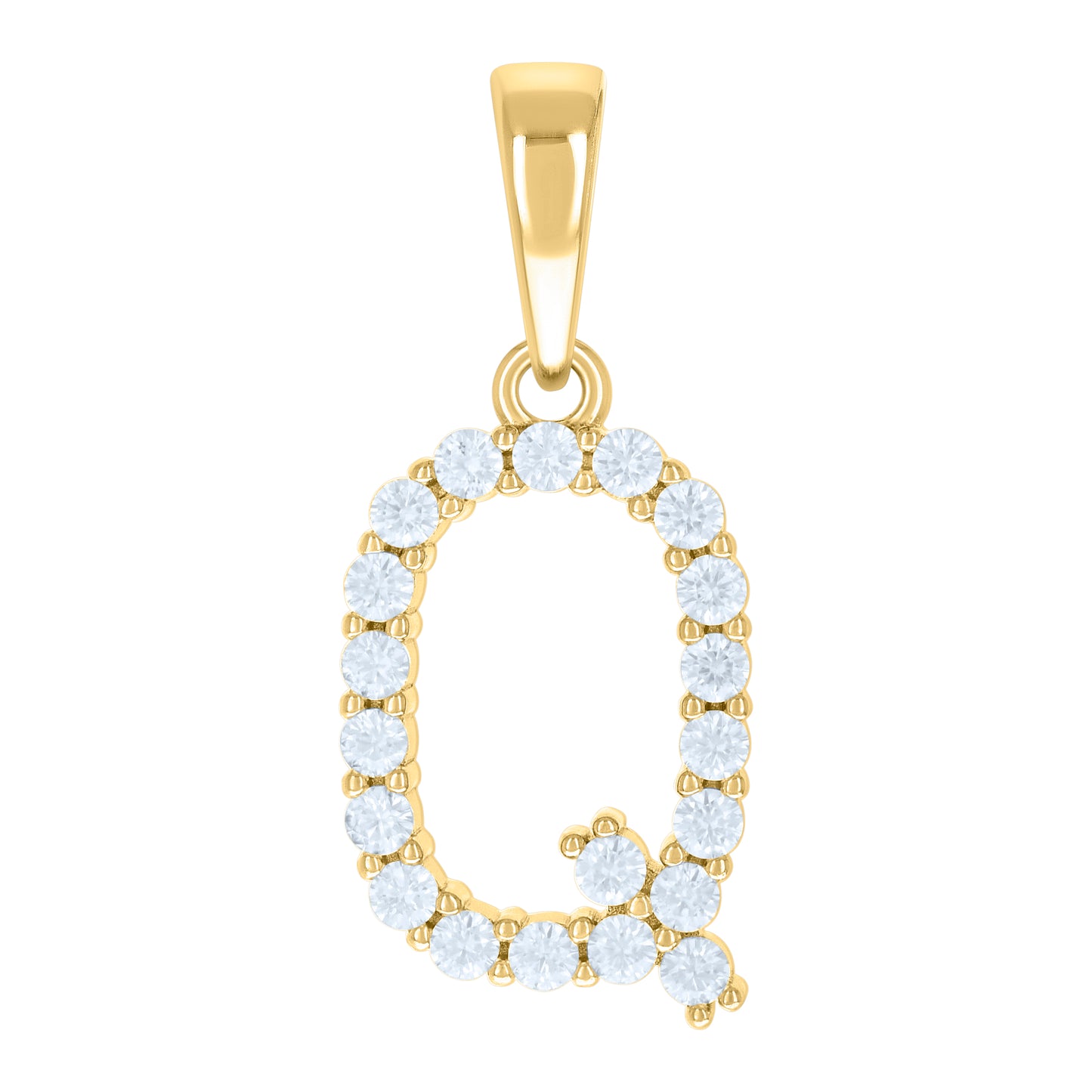 Sterling Silver Or Yellow-tone Unisex Cubic-Zirconia Initial Alphabet Charm Pendant