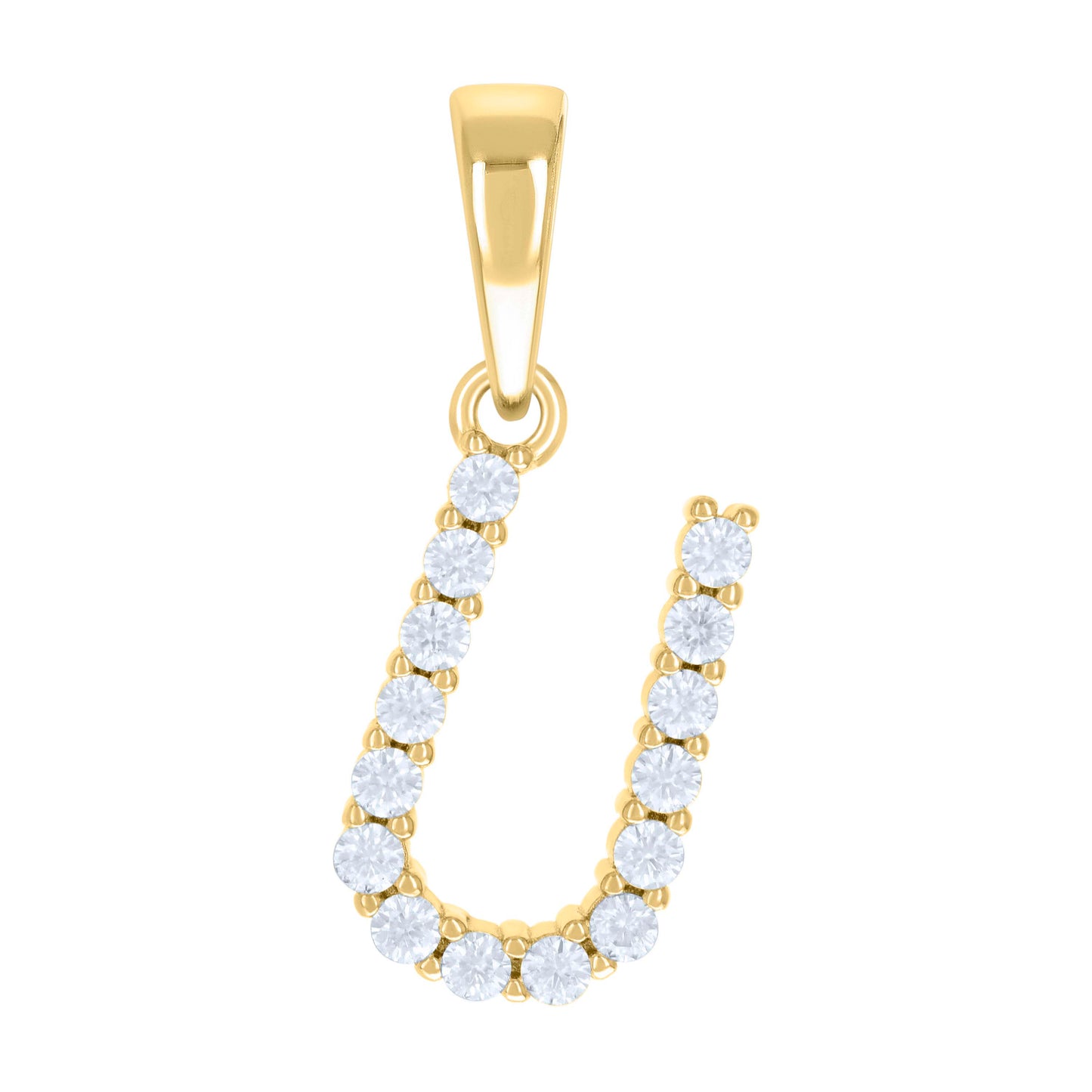 Sterling Silver Or Yellow-tone Unisex Cubic-Zirconia Initial Alphabet Charm Pendant