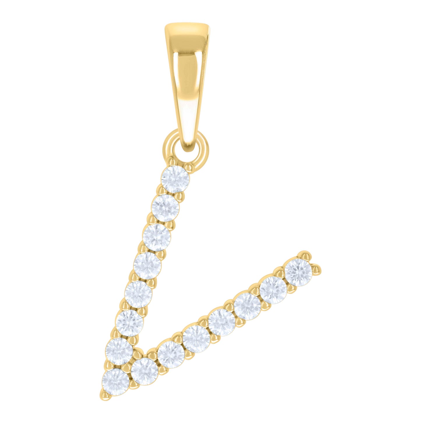 Sterling Silver Or Yellow-tone Unisex Cubic-Zirconia Initial Alphabet Charm Pendant