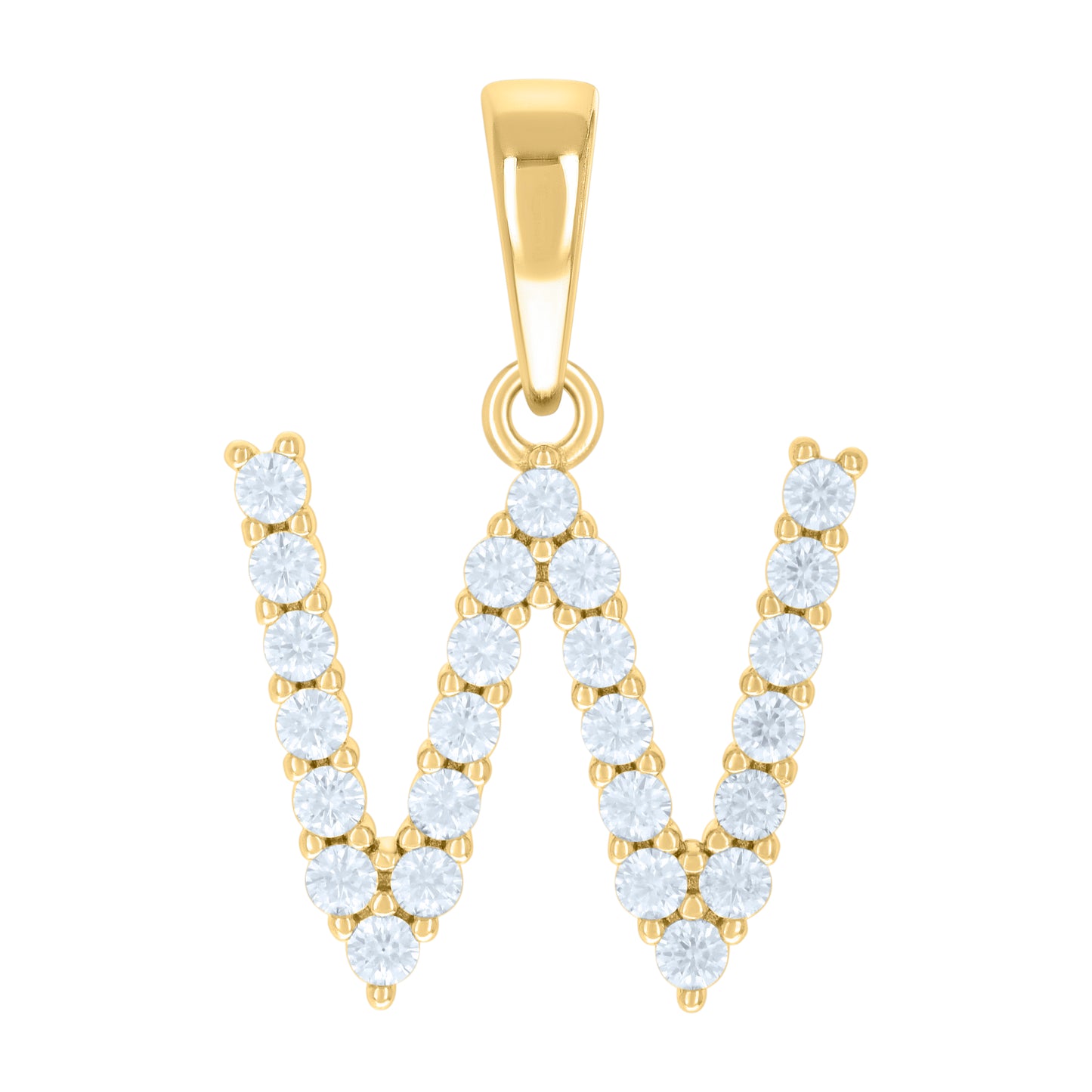 Sterling Silver Or Yellow-tone Unisex Cubic-Zirconia Initial Alphabet Charm Pendant
