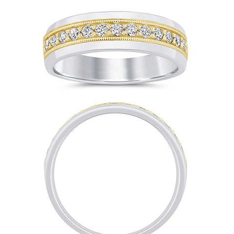 14K Two Tone Gold 0.48-0.50  Cttw Lab Grown Diamond Mens Band