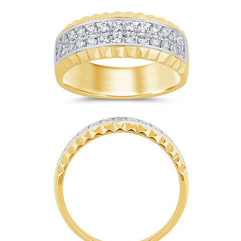 14K Two Tone Gold 0.75-0.79  Cttw Lab Grown Diamond Mens Band