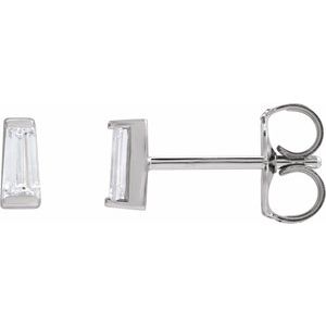 14K White Gold Tapered Baguette 4 X 2 X 1.5Mm Si1-Si2, Gh 1/5 Ctw Lab-Grown Diamond Friction Back Channel-Set Earrings