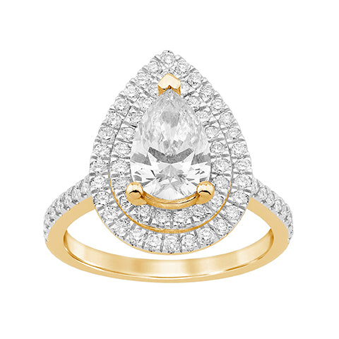 14K Yellow Gold 2.16-2.20 Cttw Lab Grown Diamond Ladies Ring