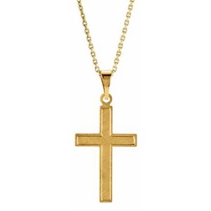 14K Yellow Gold 18 X 12 Mm 18 In Polished Cross Necklace