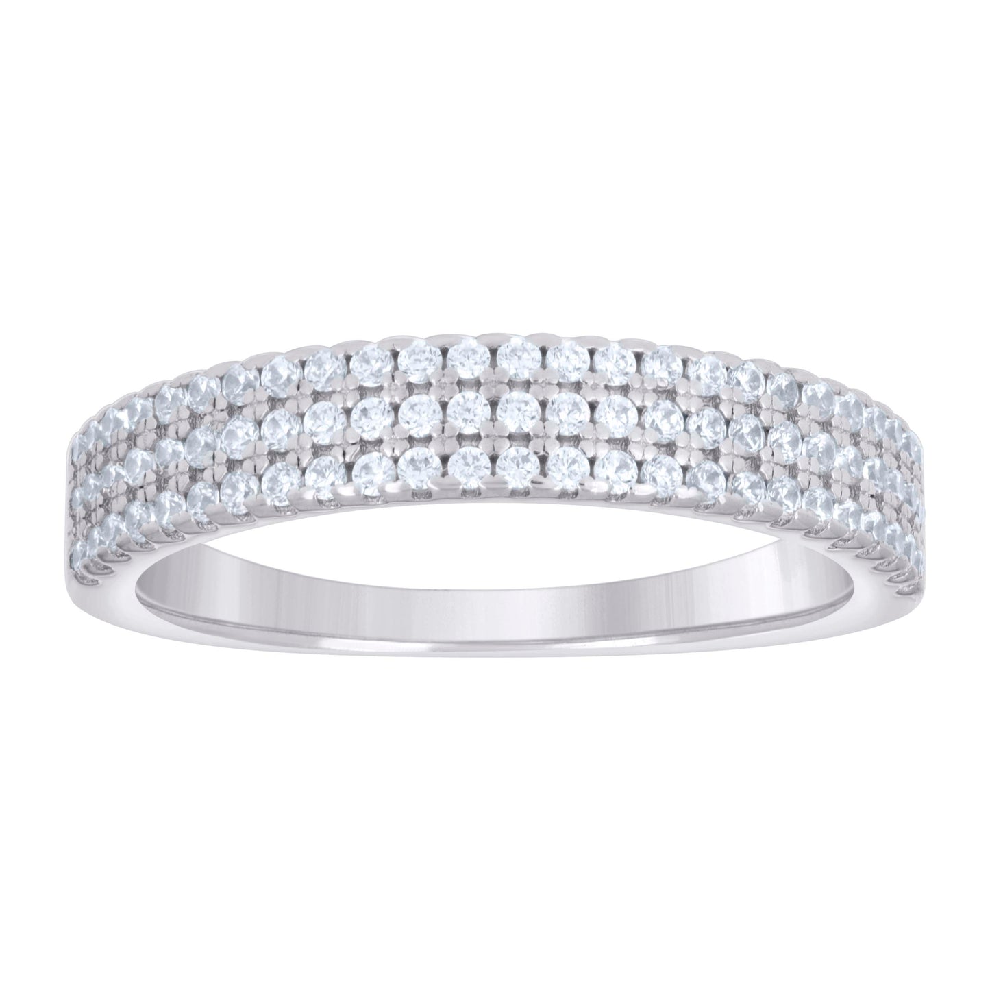 Sterling Silver Women's Cubic-Zirconia Bridal Anniversary Engagement Wedding Band Ring