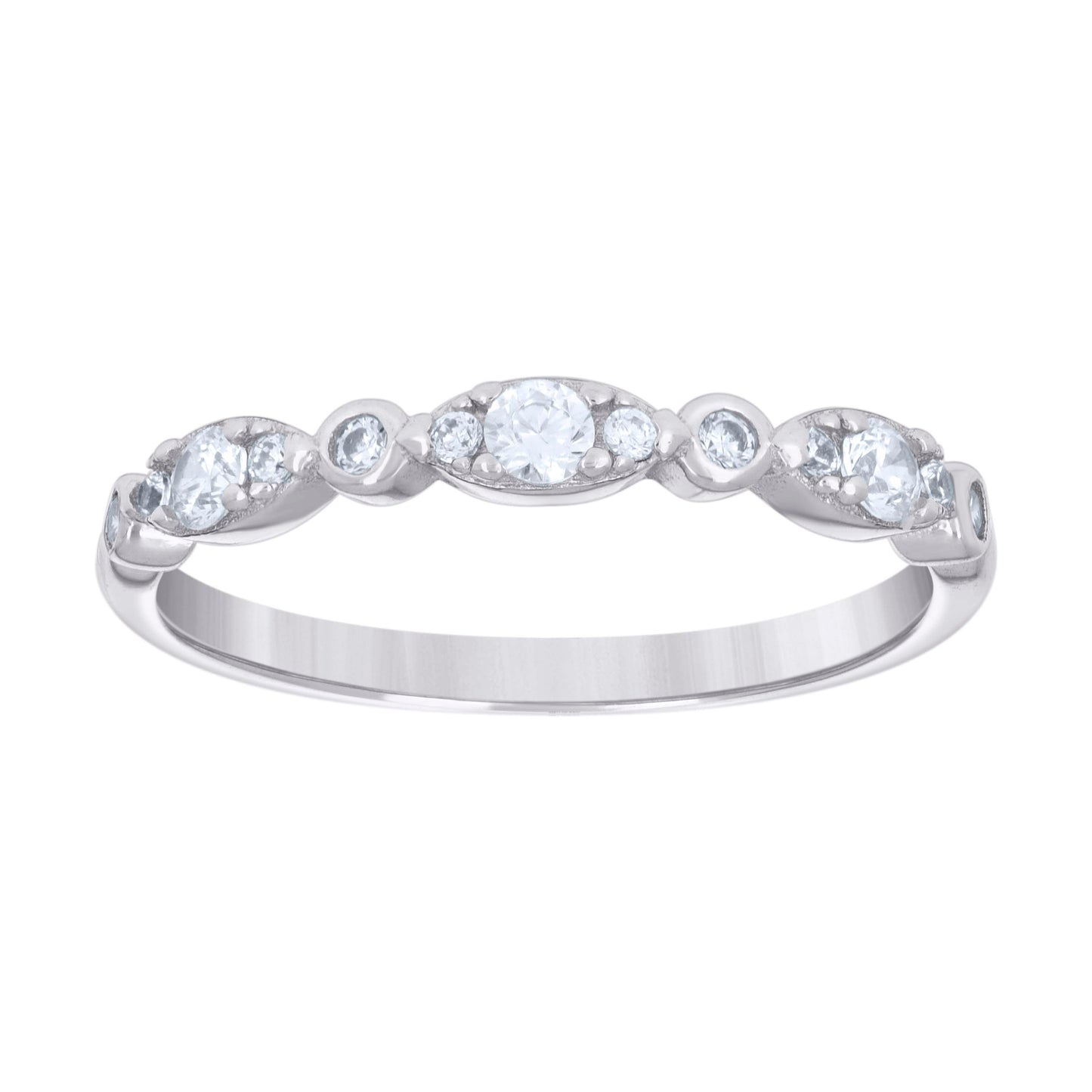 Sterling Silver Womens Cubic-Zirconia Fashion Bridal Anniversary Wedding Engagement Band Ring Sizes 5 - 9
