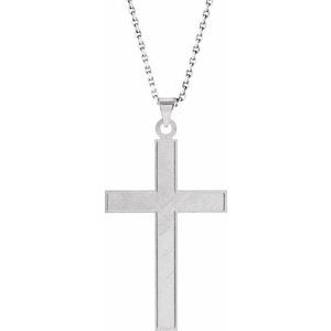 14K White Gold 21.5 X 12 Mm 18 In Polished Cross Necklace
