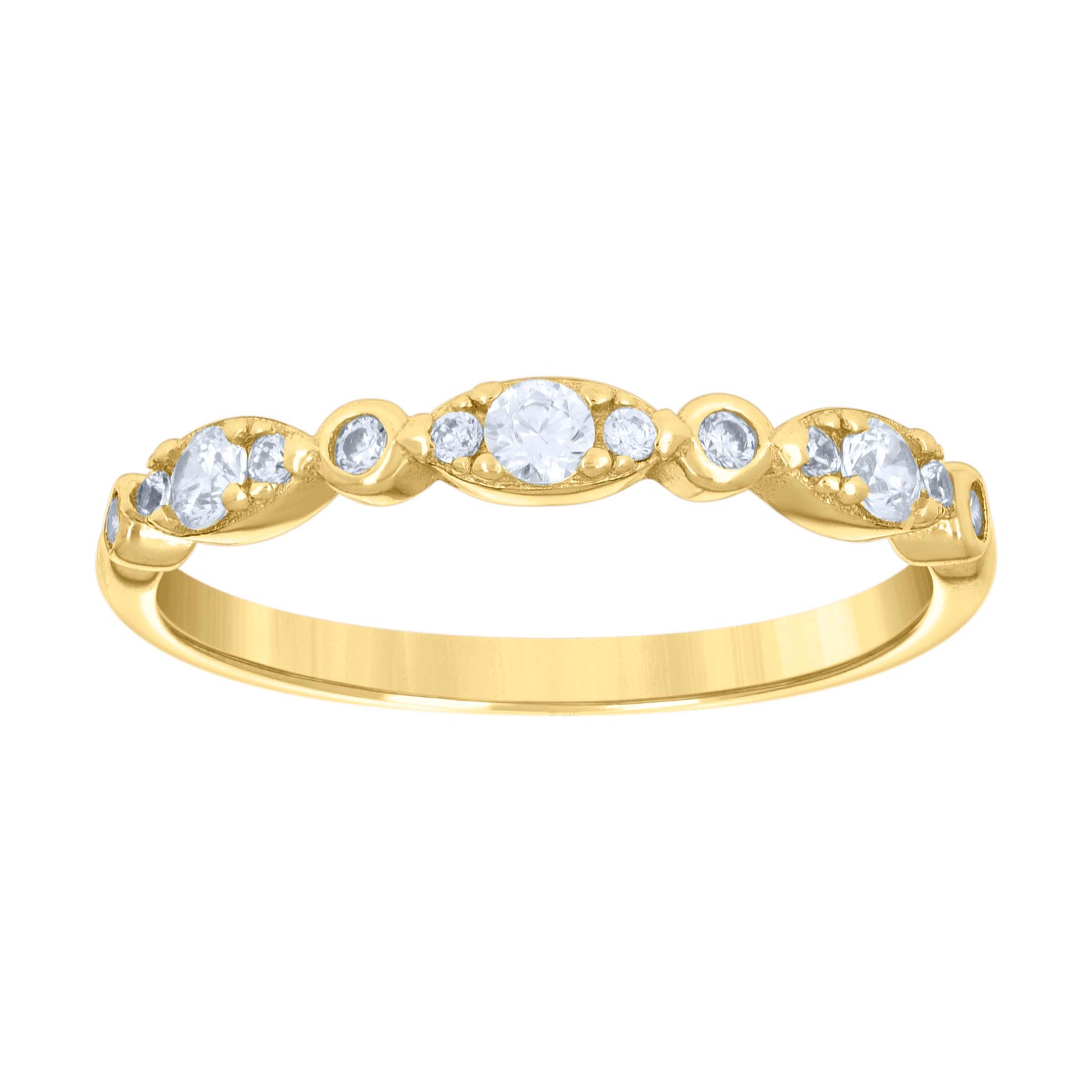 Sterling Silver Yellow-tone Womens Cubic-Zirconia Fashion Bridal Anniversary Wedding Engagement Band Ring Sizes 5 - 9