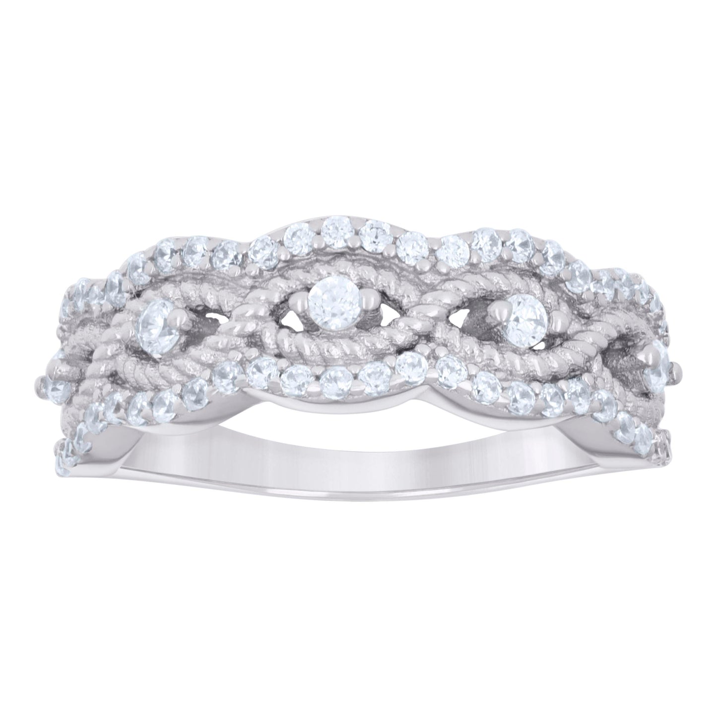 Sterling Silver Women's Cubic-Zirconia Fashion Bridal Anniversary Wedding Engagement Band Ring