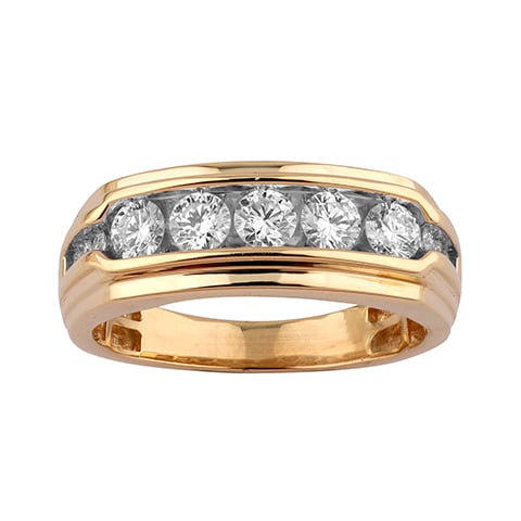14K Yellow Gold 1.02-1.05 Cttw Lab Grown Diamond Mens Band
