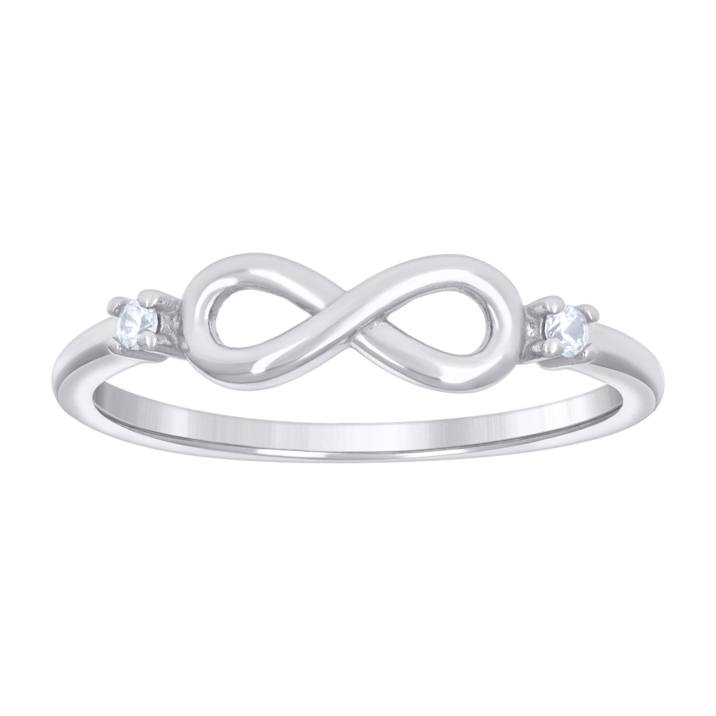Sterling Silver Women's Cubic-Zirconia Infinity Love Bridal Anniversary Wedding Engagement Band Ring