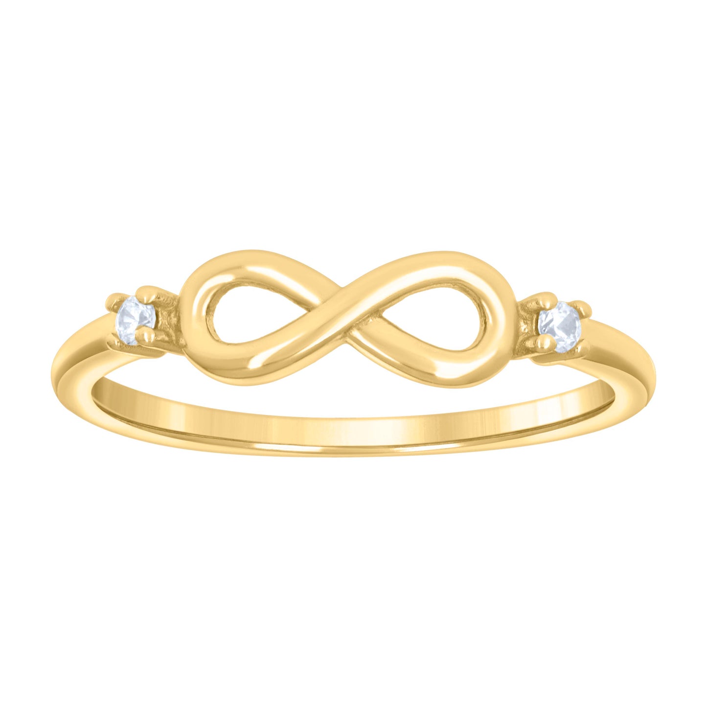 Sterling Silver Yellow-tone Womens Cubic-Zirconia Infinity Love Bridal Anniversary Wedding Engagement Band Ring