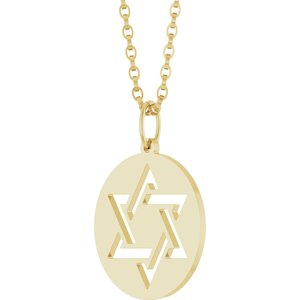 14K Yellow Gold 20.3 X 15 Mm 18 In Polished Star Of David Necklace
