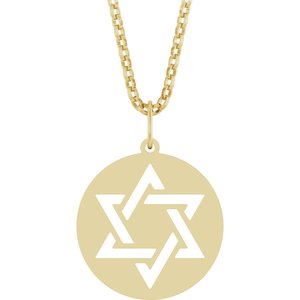 14K Yellow Gold 20.3 X 15 Mm 18 In Polished Star Of David Necklace