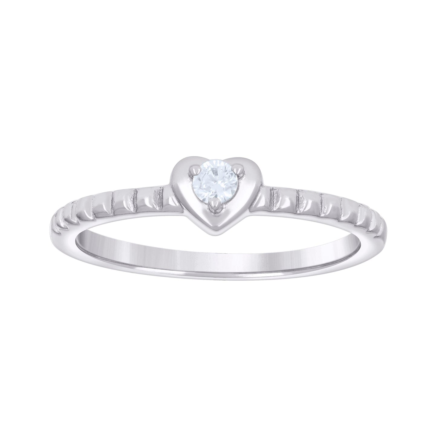 Sterling Silver Women's Cubic-Zirconia Heart Bridal Anniversary Wedding Engagement Band Ring