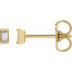 14K Yellow Gold Straight Baguette 2.5 X 1.25Mm Si2-Si3, G-H .05 Ctw Natural Diamond Friction Back Channel-Set Tapered Earrings