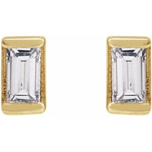 14K Yellow Gold Straight Baguette 2.5 X 1.25Mm Si2-Si3, G-H .05 Ctw Natural Diamond Friction Back Channel-Set Tapered Earrings