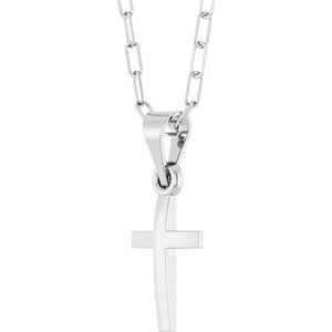 14K Yellow Or White Gold Or Sterling Silver 18 In Polished Cross Paperclip Necklace