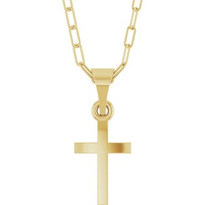 14K Yellow Or White Gold Or Sterling Silver 18 In Polished Cross Paperclip Necklace