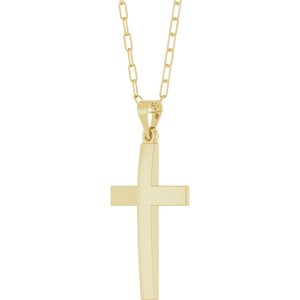 14K Yellow Or White Gold Or Sterling Silver 18 In Polished Cross Paperclip Necklace