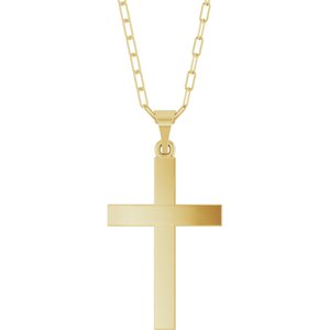 14K Yellow Or White Gold Or Sterling Silver 18 In Polished Cross Paperclip Necklace