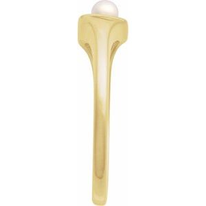14K Yellow Gold Cultured Akoya Pearl Pearl 3 Mm Polished Cultured Pearl Heart Ring Size 7