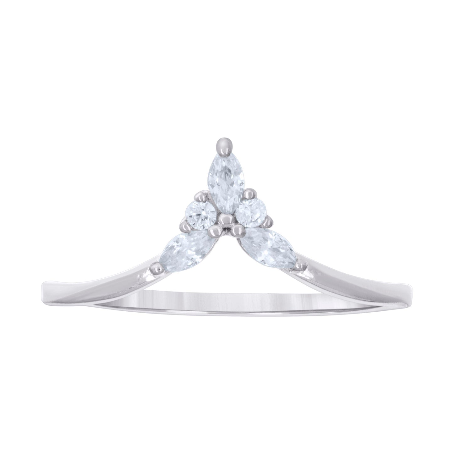 Sterling Silver Womens Marquise Round Cubic-Zirconia Bridal Anniversary Engagement Wedding Ring
