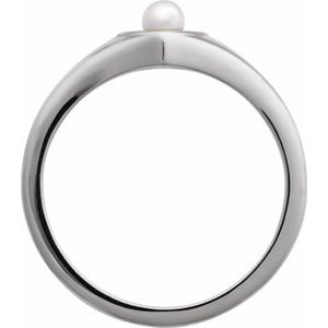 Sterling Silver Cultured White Akoya Pearl Pearl 3 Mm Polished Cultured Pearl Heart Ring Size 7