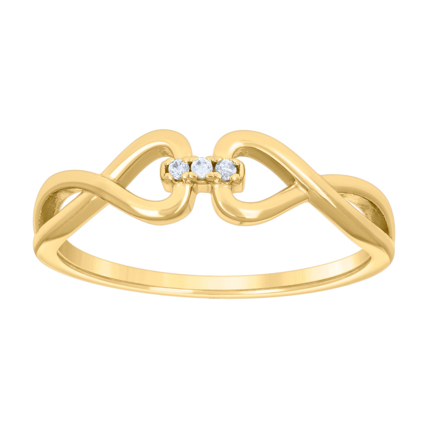 Sterling Silver Yellow-tone Womens Cubic-Zirconia Infinity Bridal Anniversary Wedding Engagement Band Ring