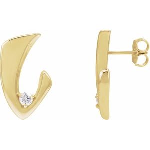 14K Yellow Gold Round 3 Mm 1/5 Ctw Natural Diamond Stud Earrings