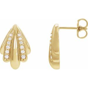 14K Yellow Gold Round 1/5 Ctw Natural Diamond Drop Earrings