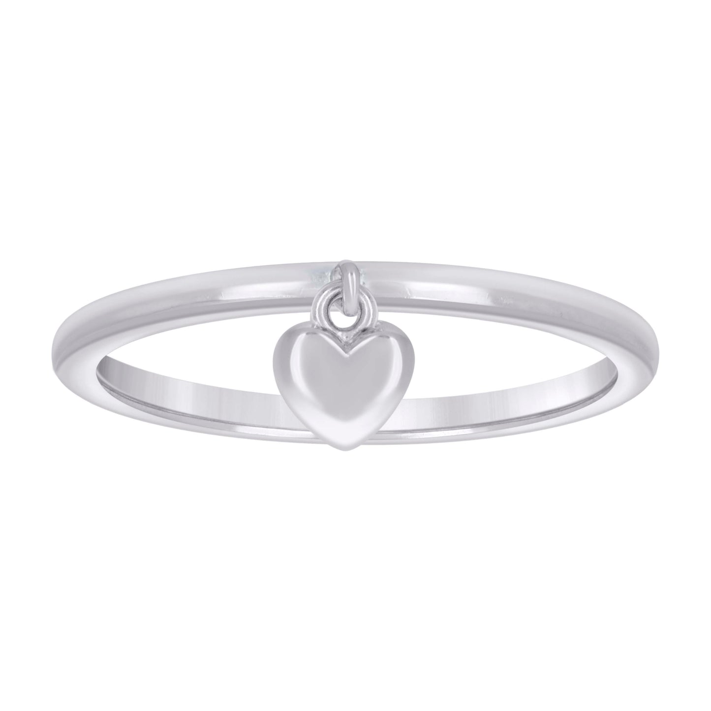 Sterling Silver Womens Heart Dangle Bridal Anniversary Wedding Engagement Band Ring
