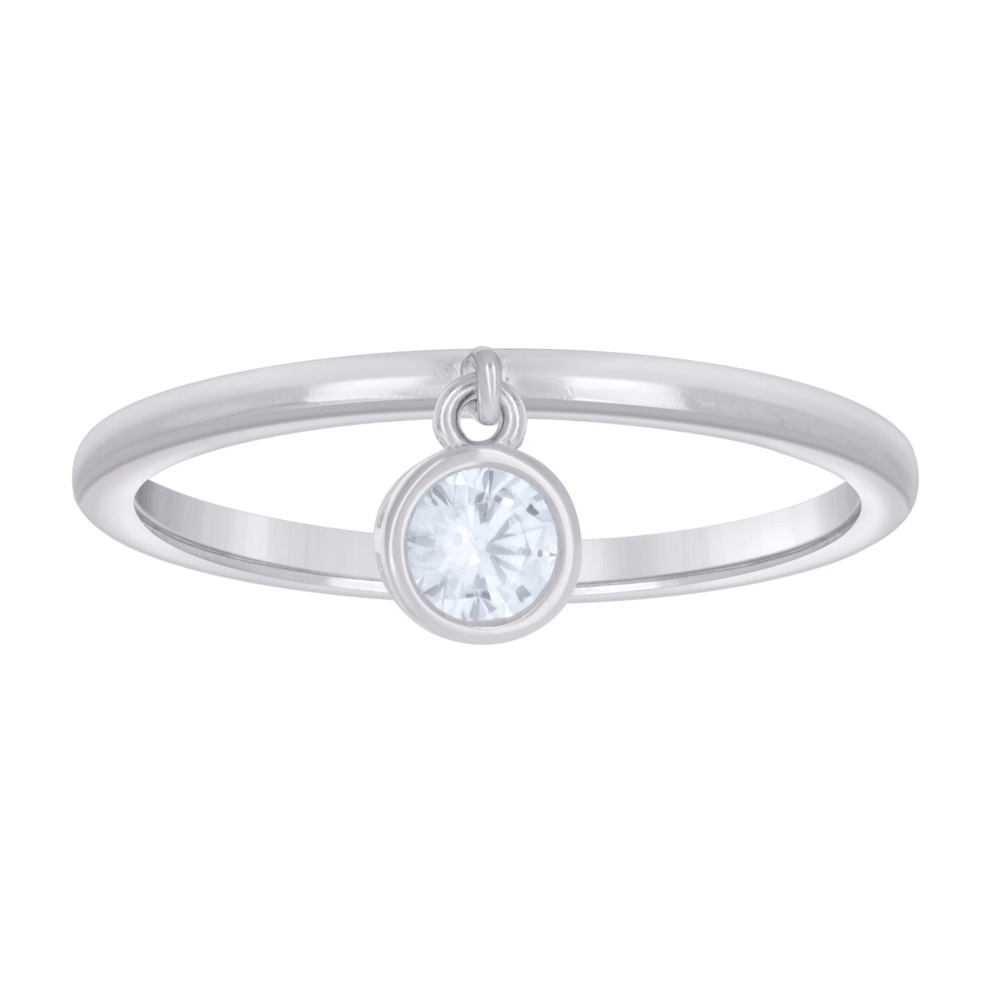 Sterling Silver Womens Cubic-Zirconia Round Dangle Fashion Bridal Anniversary Wedding Engagement Band Ring