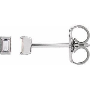 14K White Gold Straight Baguette 2.5 X 1.25Mm Si2-Si3, G-H .05 Ctw Natural Diamond Friction Back Channel-Set Tapered Earrings