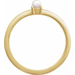 14K Yellow Gold Cultured Seed Pearl Pearl 3 Mm Polished Cultured Pearl Solitaire Stackable Ring Size 7