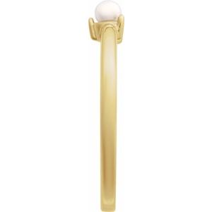 14K Yellow Gold Cultured Seed Pearl Pearl 3 Mm Polished Cultured Pearl Solitaire Stackable Ring Size 7