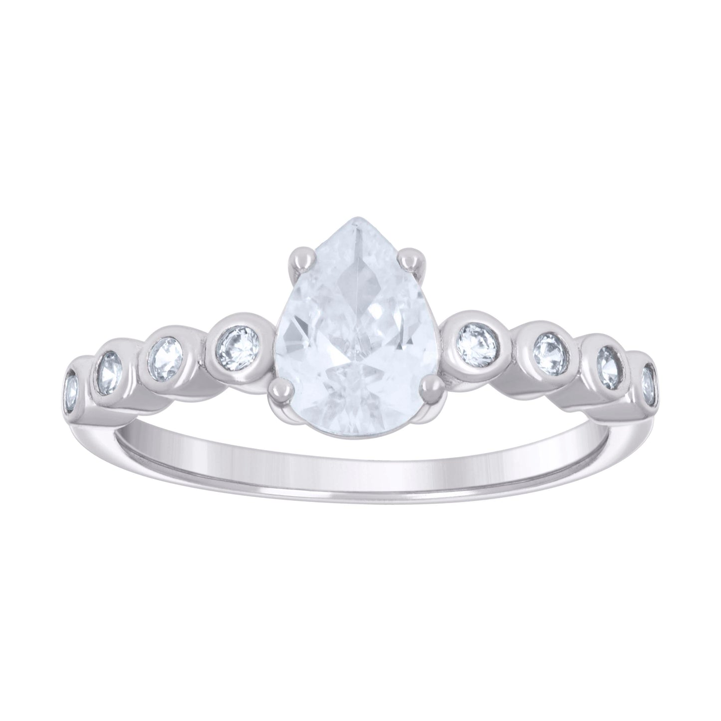 Sterling Silver Womens Pear Round Cubic-Zirconia Fashion Bridal Anniversary Engagement Wedding Ring