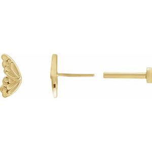 14K Yellow Gold 7.1 X 4.1 Mm Pair Press Fit Back 6 Mm Polished Butterfly Wing Earrings With Press Fit Post And Back