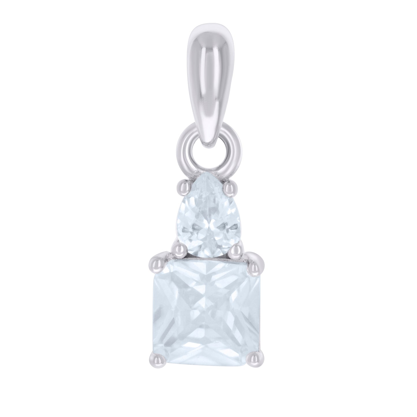 Sterling Silver Womens Pear Princess-cut Cubic-Zirconia Fashion Charm Pendant