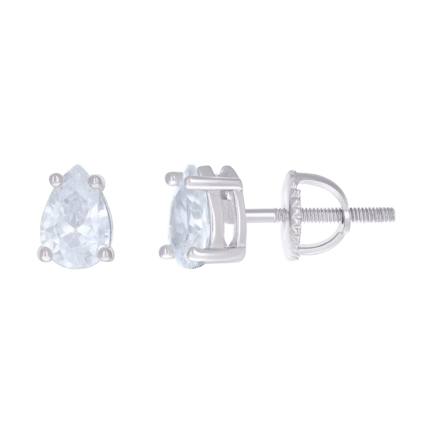 Sterling Silver Womens Pear Cubic-Zirconia Tear Drop Stud Earrings