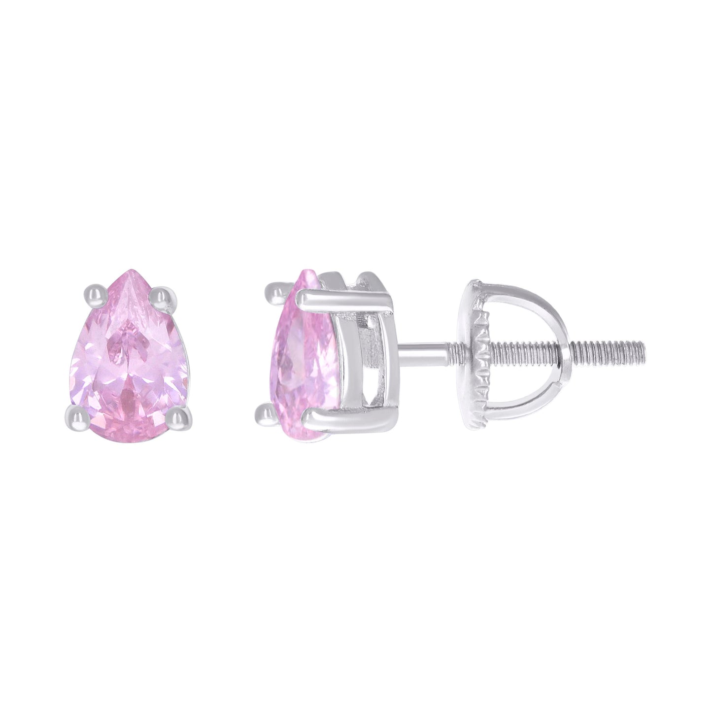 Sterling Silver Womens Pear Cubic-Zirconia Tear Drop Stud Earrings
